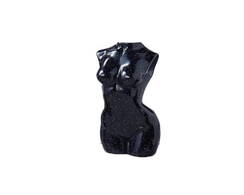 Natural Blue Sandstone Crystal Female Model Figurine Hand Carved Body Sculpture Statue Gemstone Small Figurine Reiki 3 Inch Home Office Decor Ornaments 100-150 Grams - color: Blue Sandstone