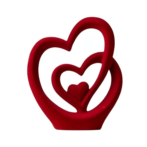 AWNR Red Heart Hands Sculpture,Small Shelf Decor,Tv Stand Decor Items for Living Room,Apartment,Office - color: Red