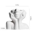 BrownLove Ceramic Face Vase White Flower Vase for Decor Female Form Face Vase Art Vase Modern Decorative Vase Centerpiece for Table Shelf Living Room Office Bedroom Small - style: Face Vase - Hands on Cheeks
