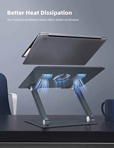 Lamicall Adjustable Laptop Stand, Portable Laptop Riser, Aluminum Laptop Stand for Desk Foldable, Ergonomic Computer Notebook Stand Holder for MacBook Air Pro, Dell XPS, HP (10-17.3'') - Grey - color: 3-Gray