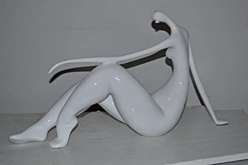 NIFAO Modern Art White Woman Beach Resin Statue – Abstract Coastal Sculpture, Contemporary Home Décor, 28" L x 8" W x 16" H