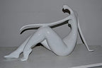 NIFAO Modern Art White Woman Beach Resin Statue – Abstract Coastal Sculpture, Contemporary Home Décor, 28" L x 8" W x 16" H