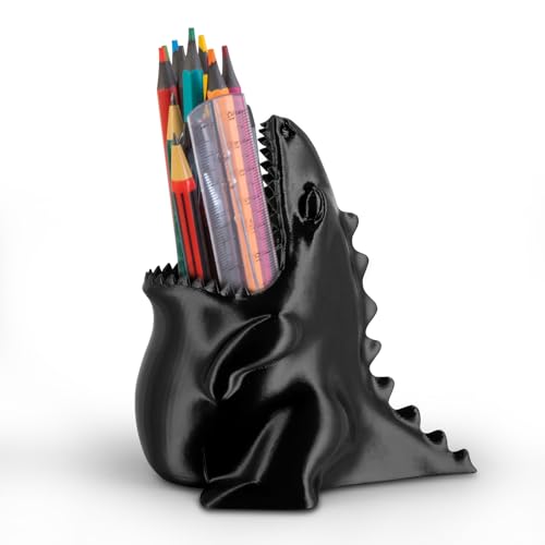 Cute Dinosaur Pen Holder, Dinosaur Figurine Pencil Holder for Office Desk Decor, 3D Printed, Black T-Rex Desktop Organizer, Funny Dinosaur Pen Holder Gifts for children and adults - color: Black, size: Cute Dinosaur