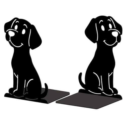 Peacoblue Metal Bookends for Shelves, Modern Decorative Heavy Duty Study Book Ends Stoppers for Office, Desk, Shelf, Room 5.3"x4.3"x7.9" Cast Iron Simple Tall Bookends 1 Pair (Cartoon Dog) - style: Cartoon Dog