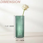 Green Glass Vase, Glass Flower Vase, Ribbed Glass Vase, Green Vase, Tall Cylinder Glass Vases for Centerpieces, Living Room, Bedroom, Dining Table, Office, Wedding, Bookshelf, 12 Inches - color: Green, size: 12''