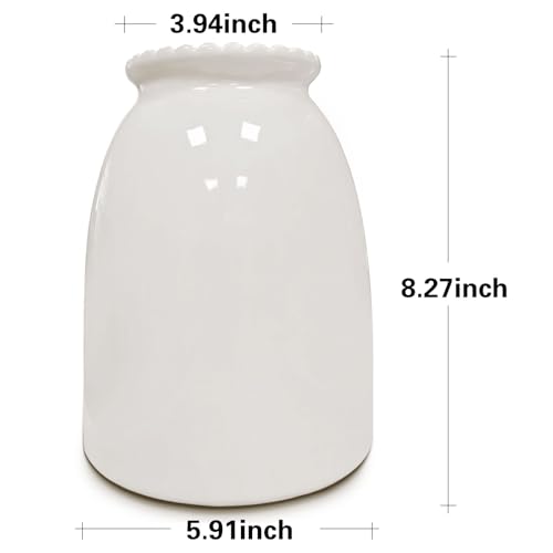 hjn White Flower Vase- Ceramic Vase for Flowers, Modern Vases for Living Room/Home Decor Accents/Entryway/Mantel/Bookshel-White - color: White-8.5inch