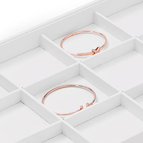 Premium White PU Leather Jewelry Organizer Tray - 12 Grids Display Tray for Earrings, Rings, Bracelets, Necklaces - Dresser & Countertop Storage (35x24cm) - Elegant Jewelry Display for Retail - size: 12 Grid