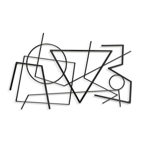 SIGNLEADER Metal Wall Decor Linear Abstract Picasso Minimalist Modern Luxury Wall Sculpture Hangings 3D Statue Home Decoration for Living Room, Bedroom, Bathroom, Kitchen, Fireplace, Office - 18" Black - color: Gry09-2405-m09, size: 18" Black