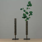 Sziqiqi Black Single Stem Vase Set - 15.5/13.8in Metal Large Flower Vases 2 Pcs Modern Vase for Home Decor Living Room Table Decorative Slim Vases for Pampas Grass Feathers Twigs Branches - style: Black Single Stem Vases