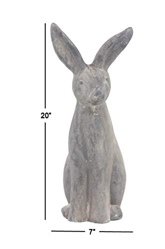 Deco 79 Polystone Rabbit Decorative Garden Sculpture Indoor Outdoor Garden Statue, Outdoor Sculpture 7" x 8" x 20", Gray - size: 7" x 8" x 20"