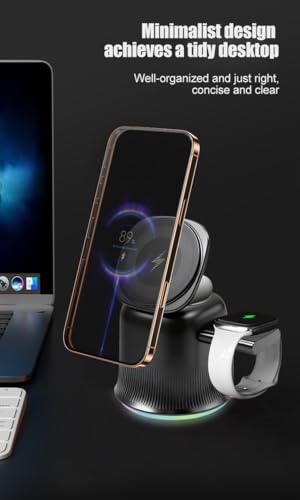 2026 3 in 1 Wireless Charging Station for Apple MagSafe Charger, 15W Fast Magnetic MagSafe Charger Stand for iPhone 17 16 15 14 13 12 Apple Watch AirPods Series (White), Gifts for Men - color: White