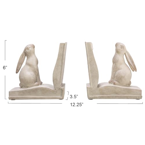 Bunny Rabbit Bookends, Set of 2, White Finish - color: White