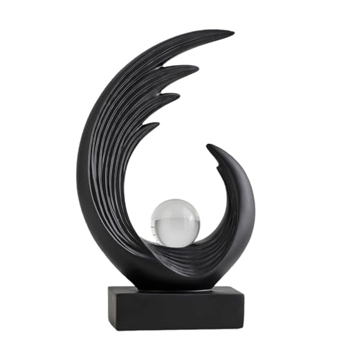Modern Abstract Art Sculptures, Gold Entryway Table Accents, Black Shelf Decor Accents, Abstract Art Resin Sculpture for Dining Room, Office & Coffee Table – Centerpiece Fireplace Decor (Black) - color: Black