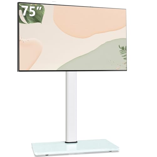 AOKCOS Swivel TV Floor Stand for 43-75 Inches TVs, 10 Level Height Adjustable Corner Extra Tall TV Stand Mount for Living Room/Bedroom, Holds up to 110 lbs,MAX VESA 600x400mm,White - color: White, size: for 43"-75"