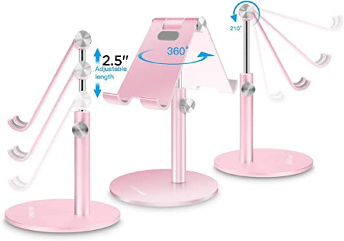AICase Adjustable Tablet/Phone Stand, Telescopic Adjustable iPad Stand Holder,Universal Multi Angle Aluminum Stand Compatible with Smart Cell Phone/Tablet/iPad(4-13 inch), Rose Gold - color: Rose Gold