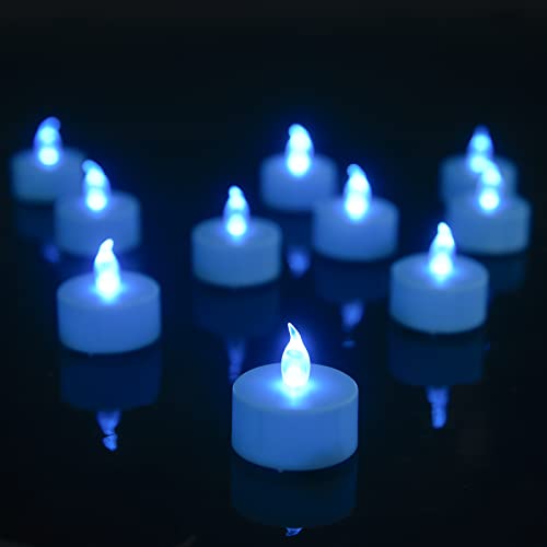 LED Tea Lights Candles- 24PACK Blue Flameless Candles Realistic and Bright Flickering Long Lasting 200Hours for Holiday Celebration,Party, Home Decoration,Battery Operated - color: Blue, size: 24pack