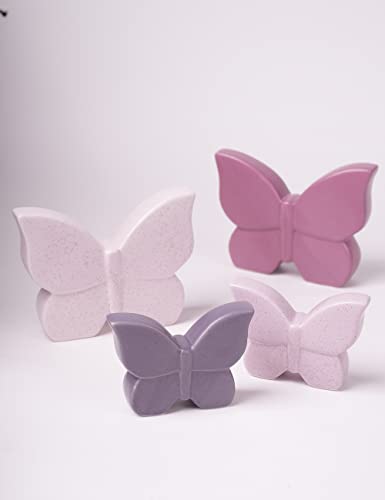 Butterfly Decor Statue Animal Figurine Gift Modern Art Sculpture for Living Room Bedroom Home Ceramic Cream 6.7 Inch