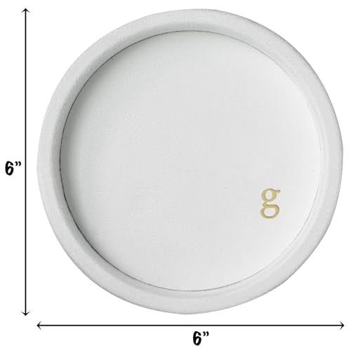 COLLECTIVE HOME - Velvet Jewelry Tray, 6" Monogrammed Jewelry Dish, Smooth Velour Display Dish for Rings, Earrings, Necklaces, Makeup, Personalized Gifts for Women (White-g) - color: White-g