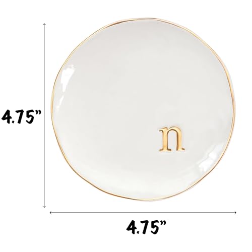 COLLECTIVE HOME - Ceramic Jewelry Tray, Decorative Trinket Dish for Rings Earrings Necklaces Bracelet Watch Keys, Birthday Mother's Day Christmas Gift for Women, 4.75", Glossy (n) - color: N