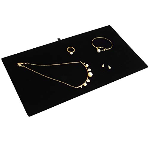 MOOCA 6 Pcs Set Jewelry Display Tray Pad Jewelry Display Tray Insert Accessory for Jewelries, 14 W x 7 1/2 D in, Black Velvet