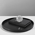 Round Solid Wood Serving Tray Extra Large Tea Coffee Snack Food Meals Serving Plate Non-Slip Kitchen Party Bar Server Ottoman Tray Breakfast Tray with Raised Edges (15inch/37.5cm) Black - size: 15"