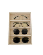 Velvet Sunglasses Organizer Tray 4 Slot, Stackable Eyewear & Glasses Display Case, Premium Beige Velvet, Scratch-Free Lining, Drawer Insert for Dressing Table Vanity Home Retail Trade Show - color: Sunglasses Tray