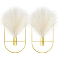 Peryiter 2 Pcs Boho Wall Decor Metal Gold Wall Art Hanging Planters with Artificial Pampas Modern Home Decor Display Art for Living Room Bedroom Bathroom(Oval) - style: Oval