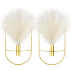 Peryiter 2 Pcs Boho Wall Decor Metal Gold Wall Art Hanging Planters with Artificial Pampas Modern Home Decor Display Art for Living Room Bedroom Bathroom(Oval) - style: Oval