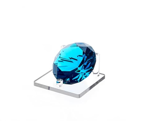Jusalpha 4 PC Clear Acrylic Rock Display Stand - Three-Peg Display Easel Stands for Fossil Coral Geodes Rock Mineral Agate, Crystal Display Stand with Square Base (Small)