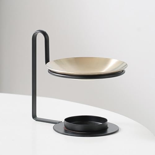 Qianly Essential Oil Melt Burner Tea Light Candle Holder Portable Hotel Detachable Essential Oil Home Decoration - color: Black