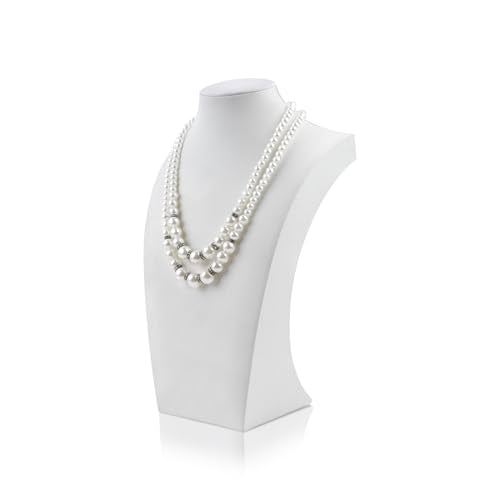 Homeanda Necklace Display Bust - PU Leather Jewelry Bust Stand for Photography, Boutique Display, and Home Organisation(White-9.8"x5.7") - color: White, size: 9.8"x5.7"