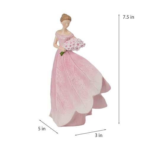 Guichifun Fairy Statue Collection Home Decoration - Pink Leaf Angel Girls Resin Modern Table Decor for Living Room Office Sculpture Decor for Women Indoor Rustic Figurines Gift 5 x 3 x 7.5 Inch - color: Pink-flower, size: Small