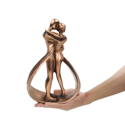 Resin Couple Statue, Modern Decor Romantic Lovers Embrace Statue Abstract Sculpture Wedding for Home Table Bookshelf Desktop Decoration