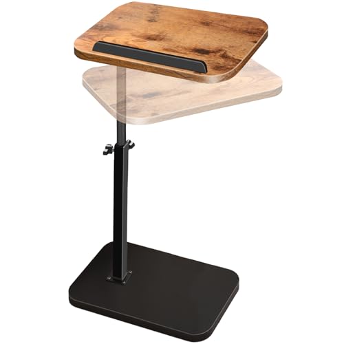 Small End Table Adjustable Height, 90° Flip-Over Panel Side Table for Small Spaces 360° Swivel TV Tray Couch Tables That Slide Under, Food Snack Trays for Sofa Bed Living Room - style: Adjustable