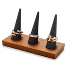 Oirlv Natural Solid Wood 3-Ring Jewelry Display Stand Grey Ring Organizer Holder - color: 3 Wood grey