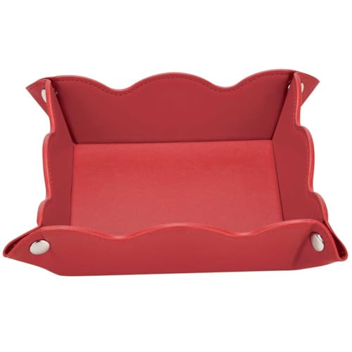 Valet Tray for Men Women - PU Leather Travel Catchall Tray Organizer - Desk Bedside Nightstand Storage Box for Jewelry Key Phone Remote Controller Wallet Watch Glasses Coin Readers -Red - color: Red