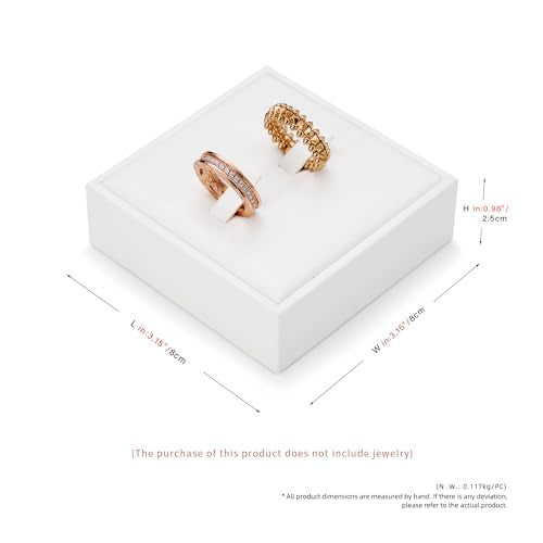 2 Slot PU Leather Ring Stand Rings Display Holder Rings Organizer Jewelry Display Showcase (White) - size: 3.15" x 3.14" x 0.98"