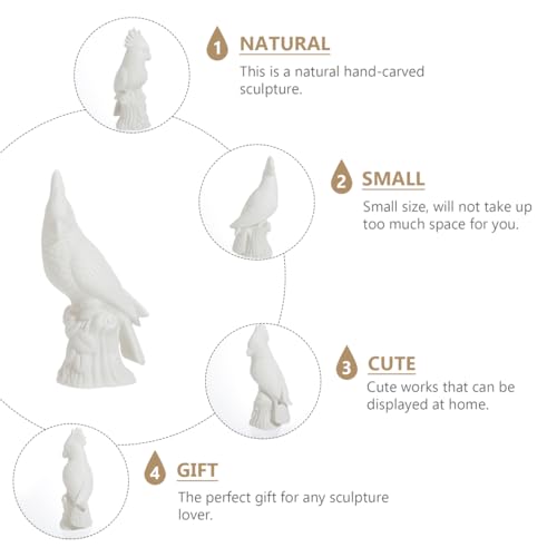 BESPORTBLE Collectible Animal Art Unpainted Ceramic Parrot Figurine Sculpture Porcelain Statue Table Decor Ornaments
