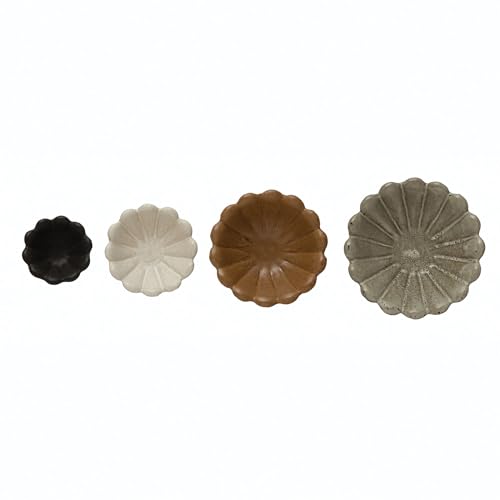 Creative Co-Op Stoneware Flower Bowls, 6" L x 6" W x 3" H, Multicolor - color: Earth Tones