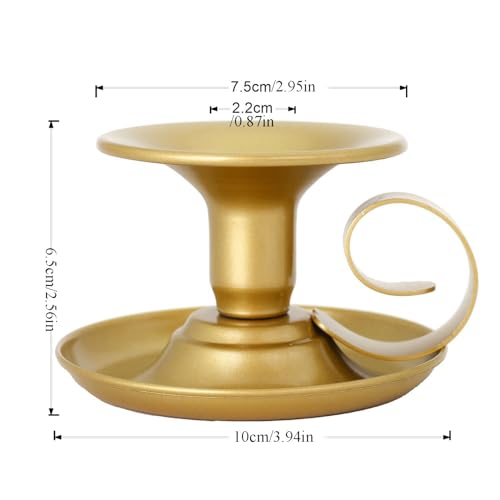1pc Vintage Iron Tea Cup-Shaped Candle Holder Curled Handle and Drip Tray, Metal Dining Table Accent for Romantic Home Decor, Gold - color: Gold