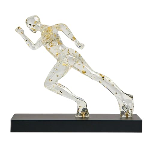 AWNR Handmade Gold Abstract Statue- Exquisite Resin Figurine for Modern Home Decor Living Room Shelf Office Decorations, Perfect for Bookshelf, Desk, and TV Stand Accents. (red) - color: Transparent Gold Runner