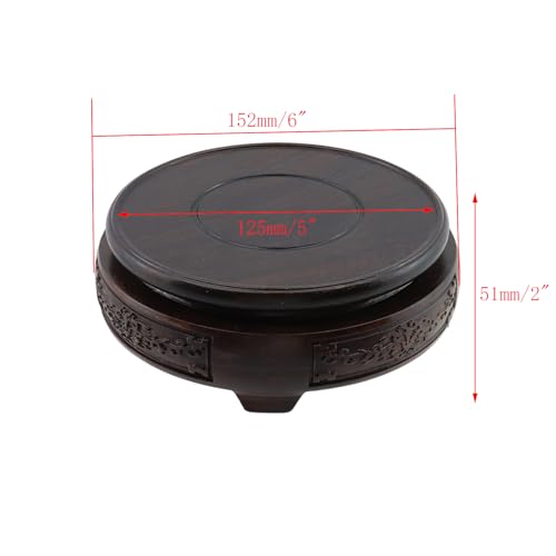 Wooden Display Stand Base 5" x 5" Wood Carved Craft Pedestal Traditional Wooden Base Oriental Antique Display Riser Round Pedestal Stands for Vase Crystal Ball Teapot Stone Flower Pot - size: Round, 5" x 5"