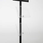 M&T Displays Free Standing Aluminum Display Stand Single Sided Document Brochure Sign Holder Front Loading Portrait Landscape Black Snap Frame 1x(11x17) 2 pcs Clear Acrylic Shelves 8.5x11 Inch - color: Black