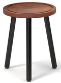 Wood Plant Stands Indoor, 16.7" Tall Plant Stand Outdoor Mid-Century Plant Stool, Single Plant Table Modern Small Round Side/End Table for Living Room, Balcony, Office (Brown) - color: Brown Tray with Black Legs-1Pack