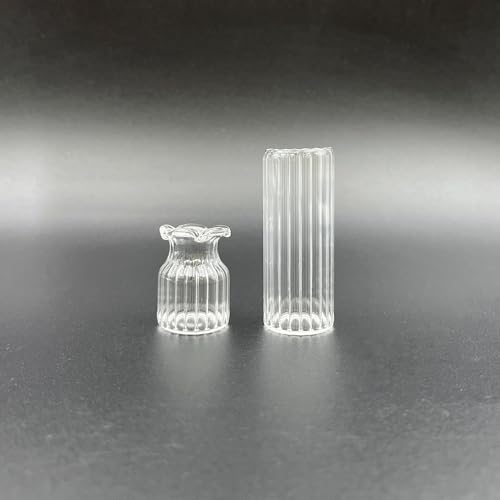 2Pcs Clear Mini Vase, Miniature Vases, Cat Whisker Vase, Miniature Stuff for Tiny Houses Decoration DIY Micro Landscape Items