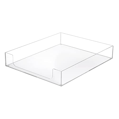 BTSKY 1 Pack Multipurpose A4 File Tray Clear Acrylic Desk Tray Organizer Elegant Letter Size Desk Documents Trays Magazine Files Storage Basket Organizer Bin for Office Cosmetics Bathroom