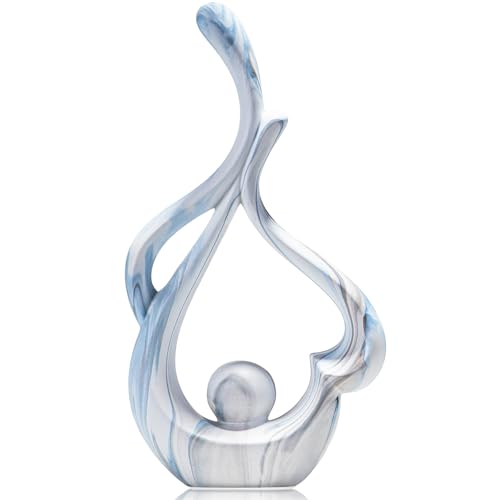Blue Sculpture Home Decor, Dining Room Table Centerpiece, Ceramic Statue Table Decoration for Living Room, Abstract Sculpture Bookshelf tv Stand Entry Table Decor - color: Blue Marble 1