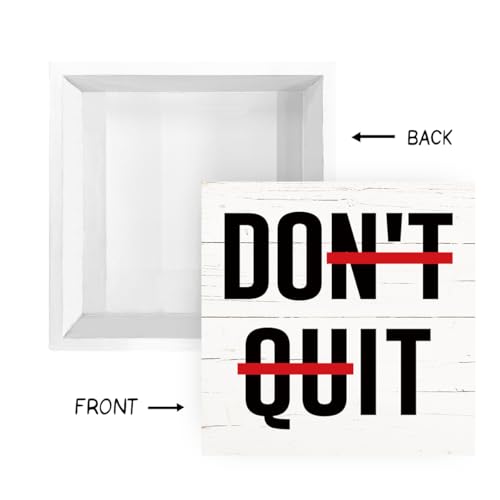 Inspirational Wood Signs, Farmhouse Wooden Plaques, Tabletop Decor, Motivational Desk Sign for Home Office Cubicle Workplace Decor, Encouragement Gift for Friends, Don't Quit Sign, White - color: Inspirational13