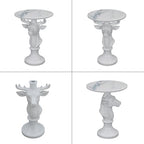 Modern Accent TableLiving Room White Deer Statue Contemporary‌ Faux Marble Night Stand Side Table with White Deer Base Reception Area & Bedroom（Width 19.69" ——Tall 25.59"） - color: White Deer Statue Table