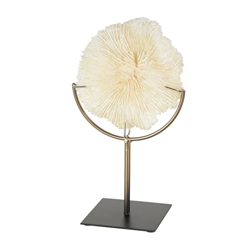 Deco 79 Polystone Coral Decorative Sculpture Textured Home Decor Statue with Bronze Stand, Accent Figurine 7" x 5" x 12", Light Blue - color: Light Blue, size: 7" x 5" x 12"